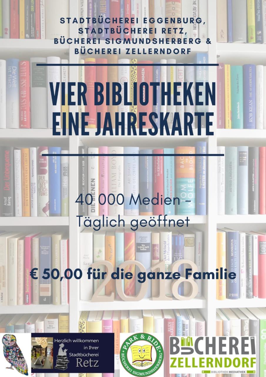 Vier Bibliotheken eine Jahreskarte