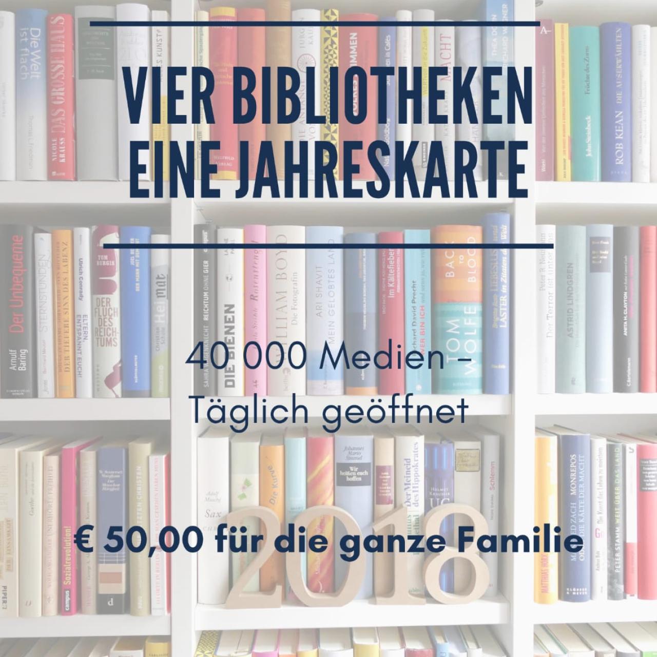 Vier Bibliotheken eine Jahreskarte